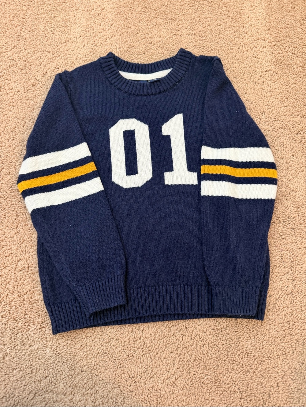 Janie and Jack Boys Navy Varsity 01 Knit Sweater Size 4